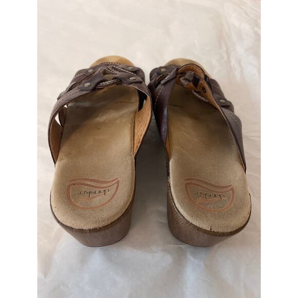 Dansko Serena Brown Leather Glower Stud Sandal Slip On women’s size 40 US 9.5-10 - Picture 7 of 7